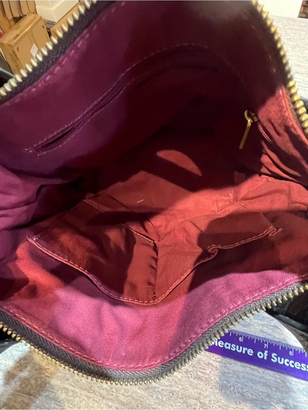 Fossil Emerson Burgundy, Brown Leather Shoulder Crossbody Bag EUC - Picture 10 of 16
